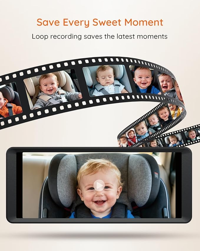 BM5 MAX 1080P HD Dual Baby Car Camera with Recording, 7.2” Split Screen Monitor for 2 Kids, Dual Car Camera Baby Monitor with Auto Night Vision, Easy Installation Carseat Camera for Baby