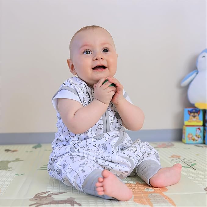 Mama Cheetah Toddler Sleep Sack with Feet 4T-5T, 1.0 TOG Organic Cotton Baby Wearable Blankets with Legs, Baby Sleeping Bag for Walkers, Early Walker X-Large