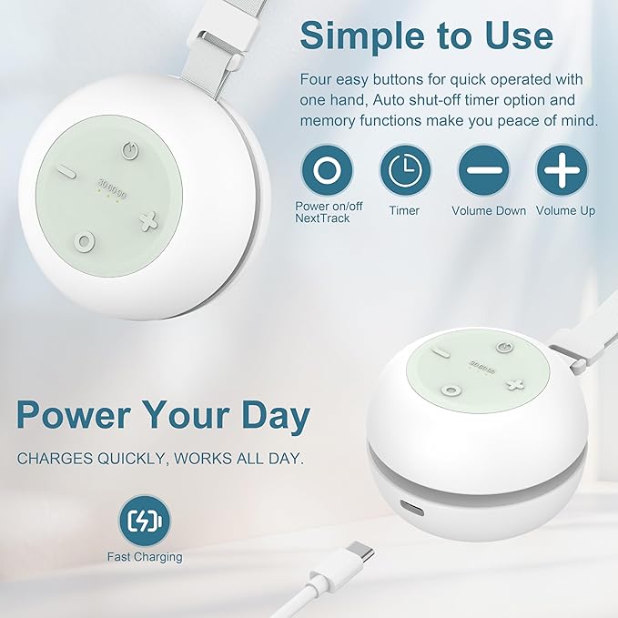 Portable Sound Machine for Baby Kids Adults, USB Rechargeable White Noise Machine with Timer Function,18 Smooth Sounds, 256-Color Changing Mood Light, Memory Function, Sound Therapy for Home, Travel