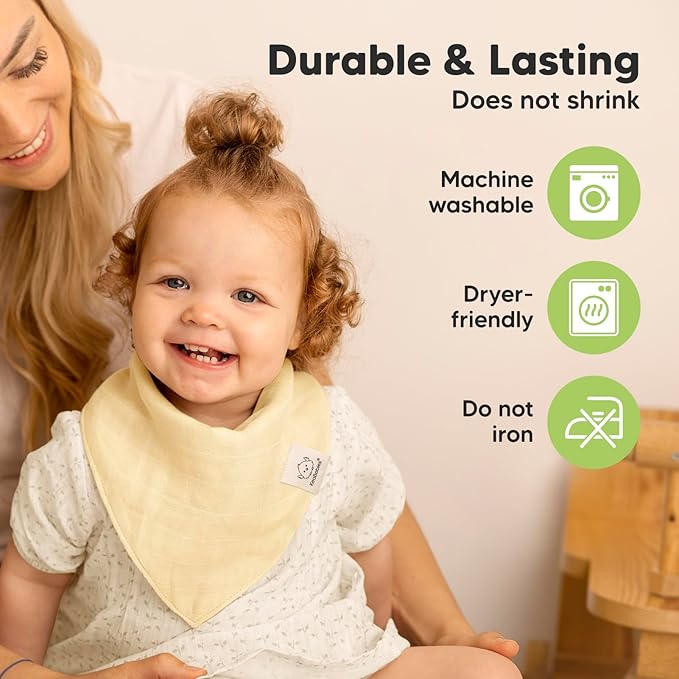 KeaBabies 8-Pack Muslin Baby Bibs for Boys, Girls - Muslin Bandana Drool Bibs for Baby Girl & Boy, Drooling Newborn, Teething Toddler, Infant 0-36 months, 100% Cotton Extra Absorbent & Soft (Mirage)