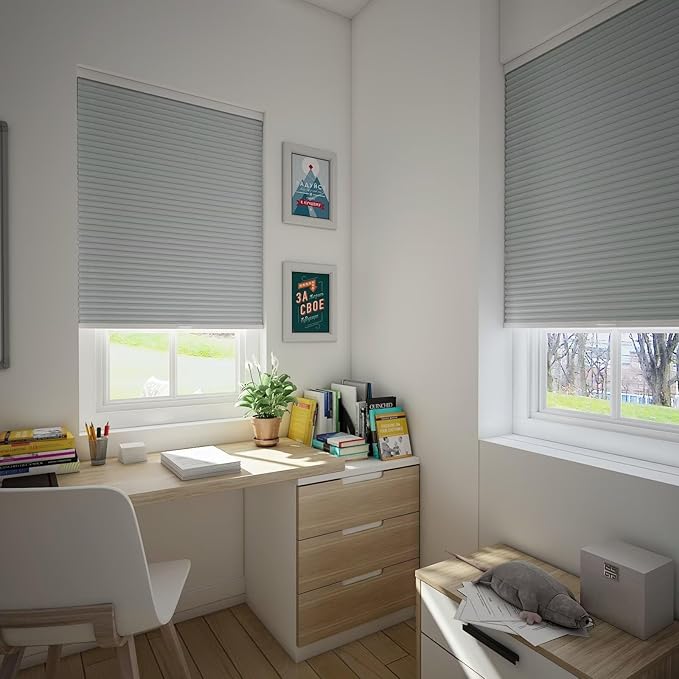 Changshade Cordless Cellular Shades Blackout Blinds for Bedroom Windows Pull Down, Thermal Insulated Heat Blocking Room Darkening 1.5 Inch Honeycomb Blinds for Indoor Windows Pleated, 30"Wx72"H, Grey