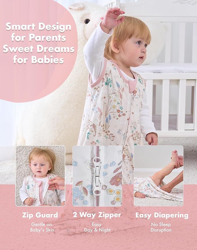 FJORHAL Rayon Made from Bamboo Sleep Sack – TOG 1.0 Soft Wearable Blanket for Infants & Toddlers