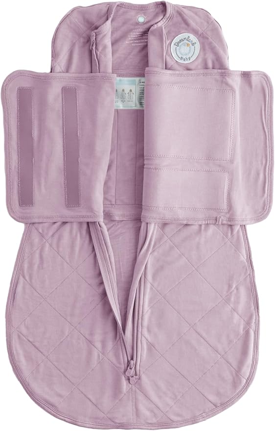 DREAMLAND BABY Bamboo Viscose Swaddle Sleep Sack (0-6 Months). Ultra Soft Swaddle Blanket w/Built in Band. 95% Viscose, 5% Spandex (Mauve)