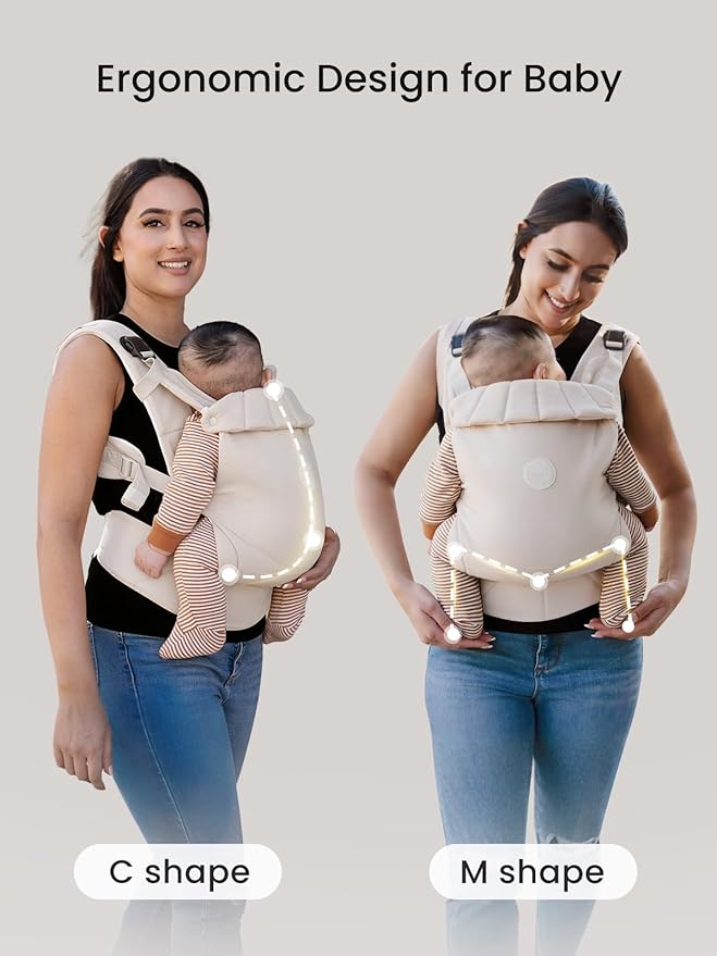 GROWNSY Baby Carrier, One-Click Release Clasp for Easy to Wear, Cozy Wraps Carrier Newborn to Toddler with Head Support(7-44lbs), Ergonomic & Lightweight for Infant to Toddler, Cream