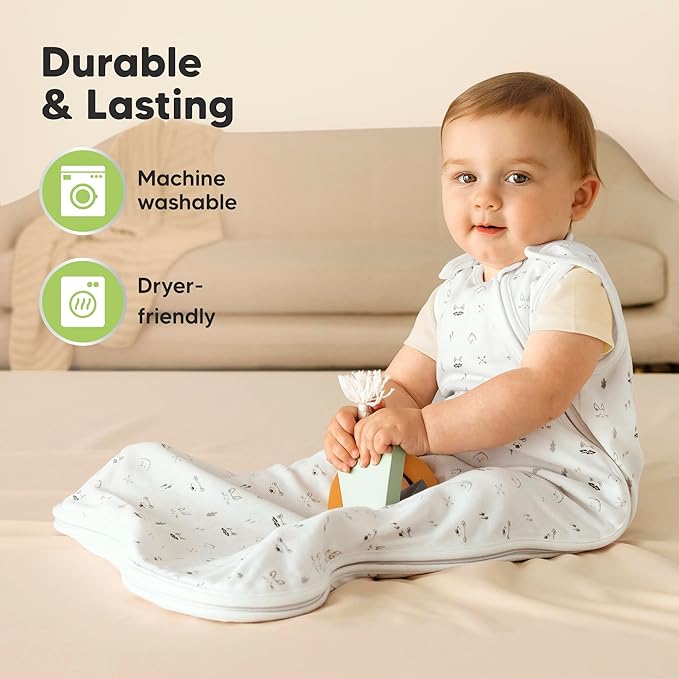 2-Pack Organic Baby Sleep Sacks, 100% Cotton - Soft & Breathable 0.5TOG Baby Wearable Blanket, Toddler Sleeping Sack 18-24 months, Easy to Wear Transitional Swaddles for Newborns, Infants (Nordic, L)
