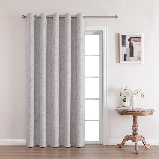 Joydeco Blackout Room Divider Curtains, Extra Wide Sliding Door Drapes Living Room Curtains, Greyish White 1 Panel 70W x 90L Inch Patio Door Drapes for Room Privacy