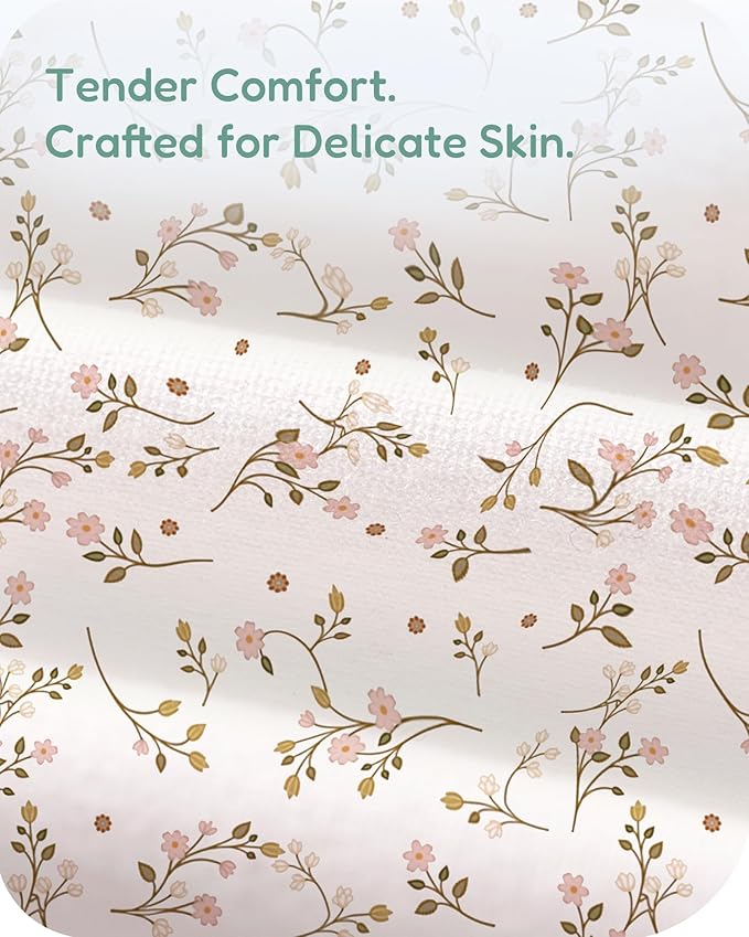 Pack and Play Sheets Fitted, Pink Vintage Floral&Beige, Soft and Safe, Hypoallergenic, 2 Pack for Baby Girls