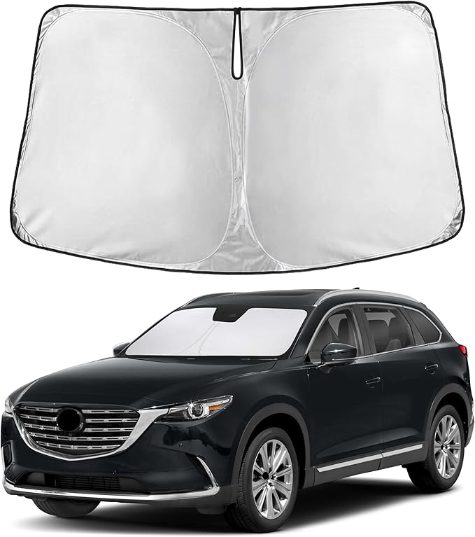 Econour Windshield Sunshade for Mazda CX-9 2016-2024 2025 2026, Sun Visor for Front Windshield & Window Sun Shade Cover, UV Heat Blocker & Protector, Car Accessories