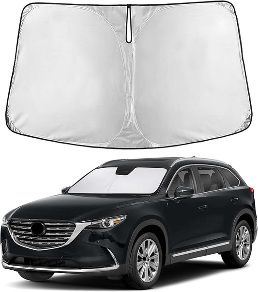 Econour Windshield Sunshade for Mazda CX-9 2016-2024 2025 2026, Sun Visor for Front Windshield & Window Sun Shade Cover, UV Heat Blocker & Protector, Car Accessories