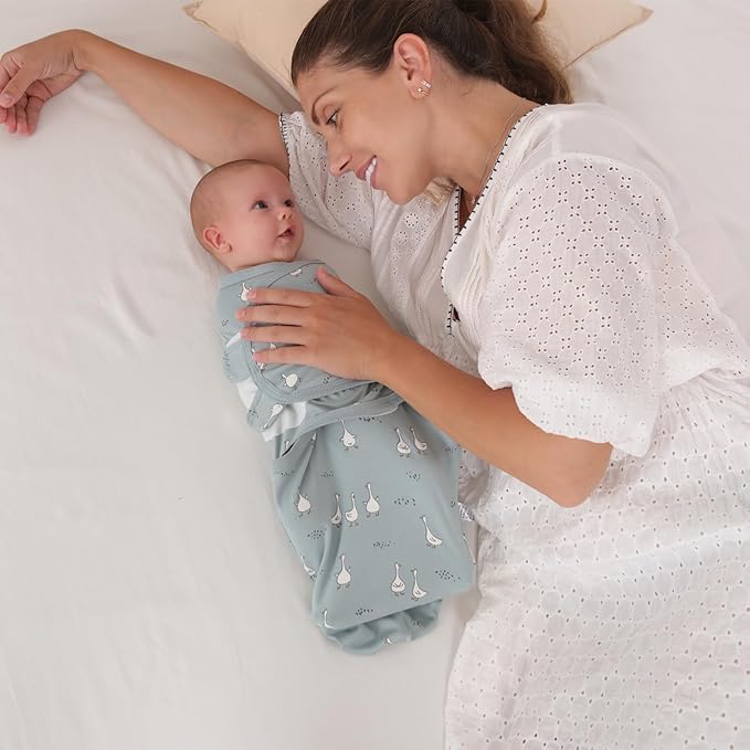insular Baby Swaddle Wrap, Swaddle Blanket for Newborn and Infant, Adjustable Velcro Swaddling Set for Boy and Girl, Soft Cotton Baby Sleep Sack 3 Pack, Duck, Small(0-3 Month)
