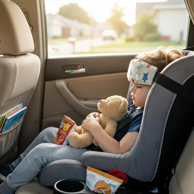3 Pcs Baby Carseat Head Support, Car Seat Straps Pillow Support Ban, Stroller Neck Relief Strap Headrest, Slumber Sling Sleep Positioner for Toddler Infants Child Children Kids(Arrow, Star, Zigzag)