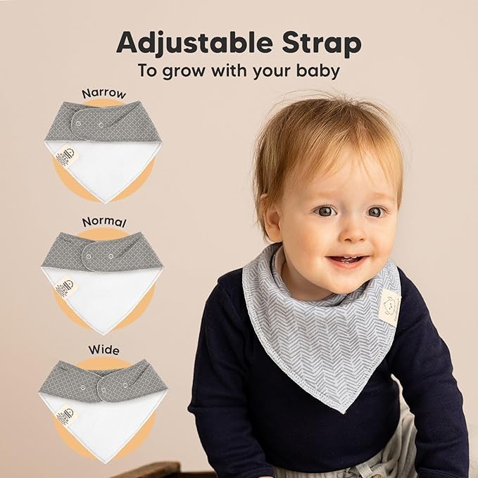 KeaBabies 8-Pack Organic Baby Bandana Bibs for Boys, Girls - Super Absorbent Triangle Baby Bibs for Drooling and Teething Infant, 100% Cotton Extra Soft for Newborn, Infant 0-36 Months (Nordic)