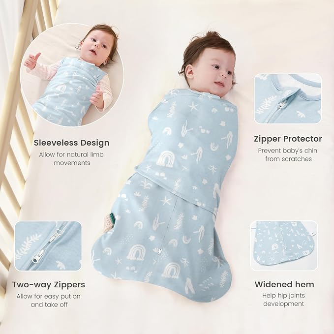 LILBESTIE Baby Swaddle Sleep Sack, 1.0 Tog New-Parent-Friendly Swaddle for Newborns & infant 0-3 Months Baby Wearable Blanket Reduce Startle Reflex, Newborn Boys Girls Registry Essentials
