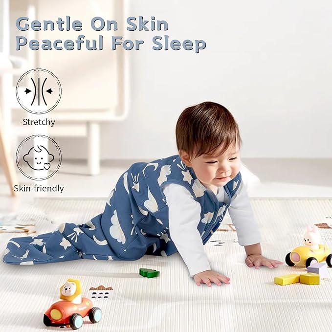 Wrrernsin Baby Sleep Sack 0-6 Months,100% Cotton TOG 0.5 Wearable Blanket for Newborn and Infant, 3 Pack 2-Way Zipper Lightweight Sleeping Bags for Toddler