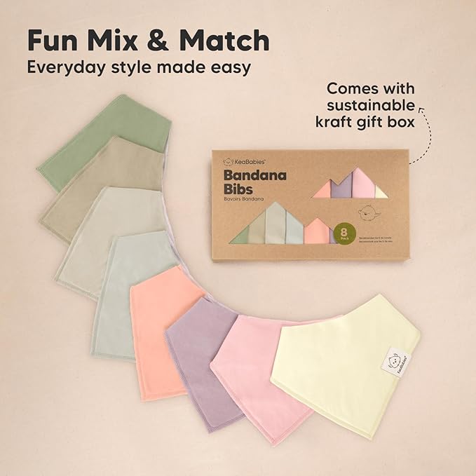 KeaBabies 8-Pack Organic Baby Bandana Bibs for Girls - Super Absorbent Triangle Baby Bibs for Drooling and Teething Infant, 100% Cotton Extra Soft for Newborn, Infant 0-36 Months (Embrace)