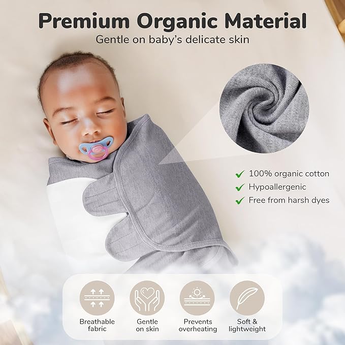 Mama Cheetah Baby Swaddle Sack 3-6 Month, Organic Cotton Swaddling Sleep Sack, Infant Swaddle Blanket, Swaddle Wrap for Large Babies, Easy Swaddles for Girl, 4-Pack