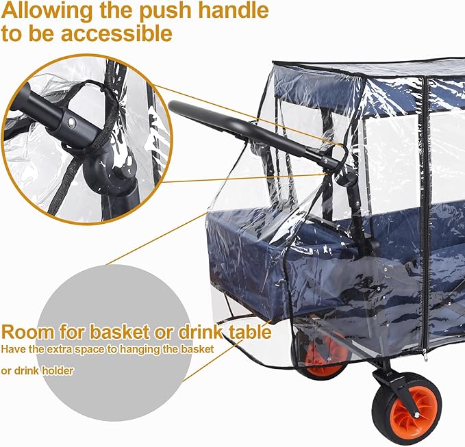 Waterproof Collapsible Wagon Rain & Sun Cover - Windproof UV-Resistant Canopy for Stroller/Trolley/Cart Accessories, Suit for Camping Picnic Garden Use