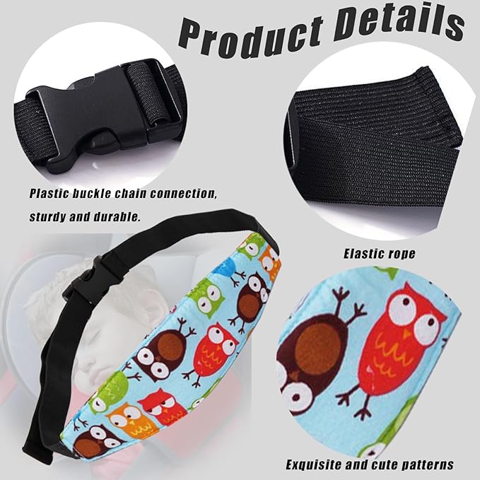 4 Pieces Baby Head Support for Car,Head Support Straps Car Seat Head Holder Sleeping Headrest Band with Adjustable Buckle Universal Car Accessories for Kids,Toddler