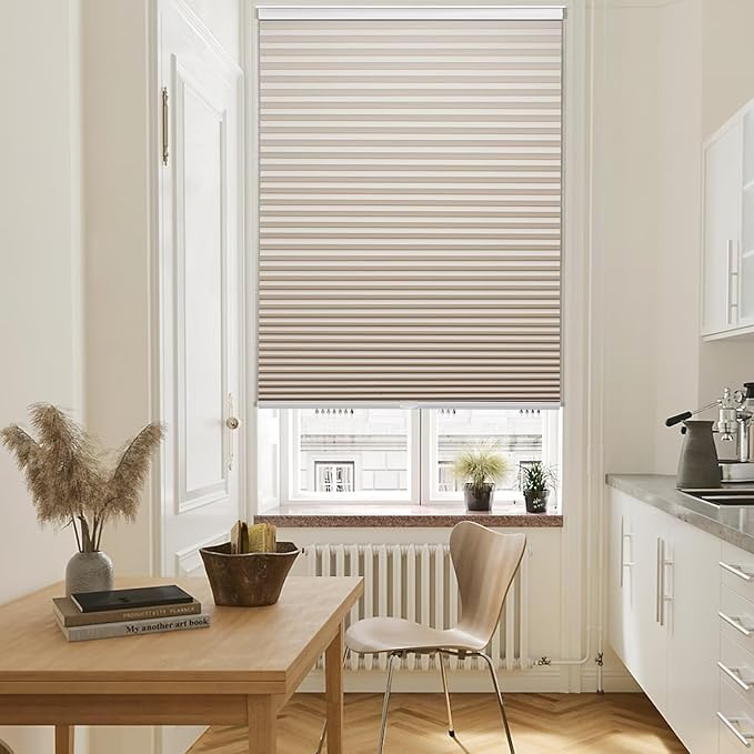 MYshade Cordless Blackout Cellular Shades, 1.5" Honeycomb Window Blinds for Bedroom & Nursery, Thermal Insulated, Noise Reducing, Privacy Shades, Inside or Outside Mount (27" W x 50" H, Beige)