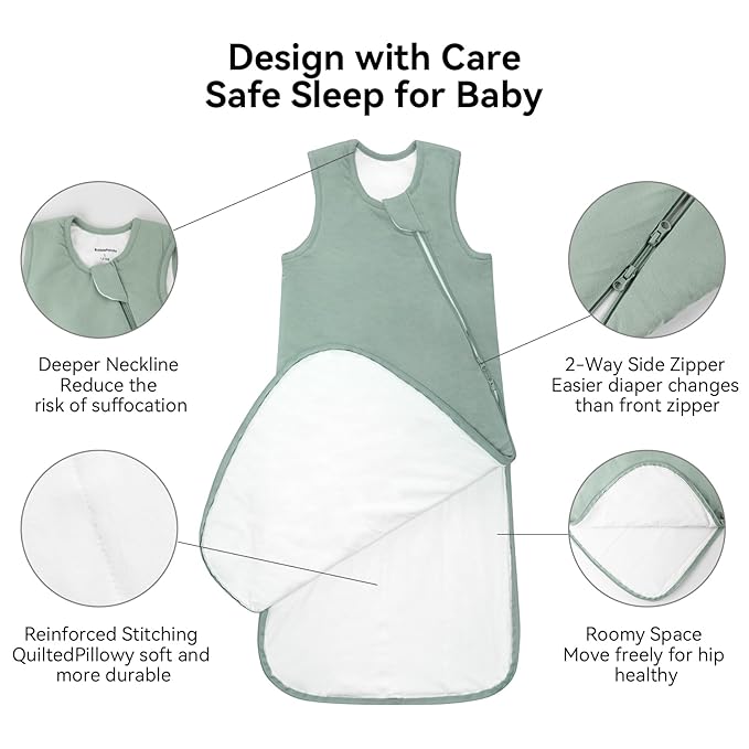 BubblePanda Rayon Made from Bamboo Sleep Sack 2t-3t 1.0 Tog Soft Toddler Sleeping Sack 24-36 Months for Babies 2-Way Zipper Baby Wearable Blanket
