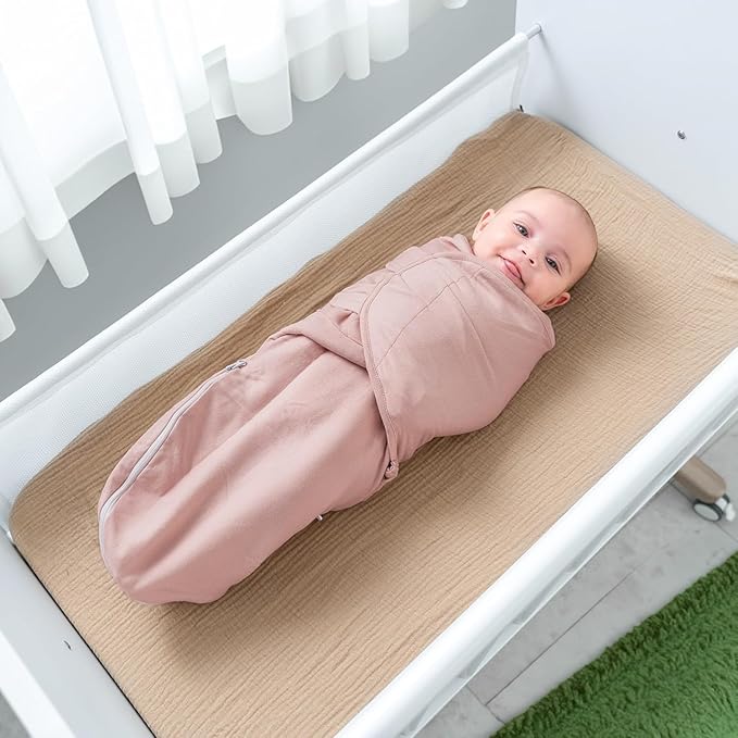 Comfy Cubs Easy Swaddle Blanket with Zipper Closure, 3 Pack - 100% Cotton Newborn Wrap, Large for 3-6 Months Infants, Breathable and Durable Sleep Sack for Babies - Light Blush, Blush & Mauve