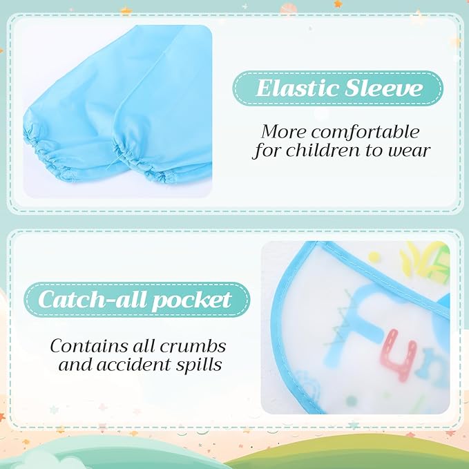 Tarpop Long Sleeve Bibs Infant Smocks Multi Pack Waterproof Soft Sleeved Bibs for Babies Toddler Eating Feeding