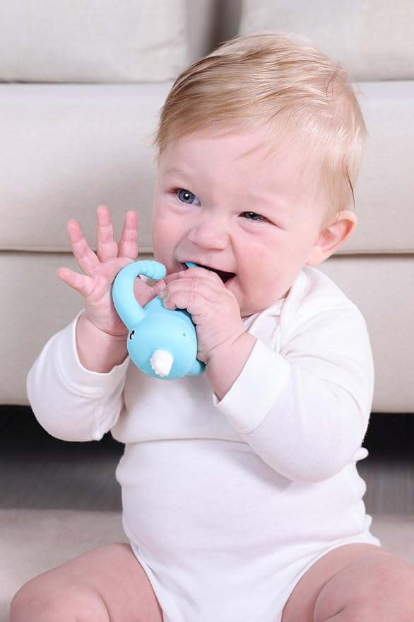 Smily Mia Narwhal Silicone Baby Teething Toys for 3-6 6-12 Months, Teething Relief Toys, Food Grade Silicone Teether Baby Toys, Sensory Toys for Teething Babies, Baby Essential, BPA Free, Purple