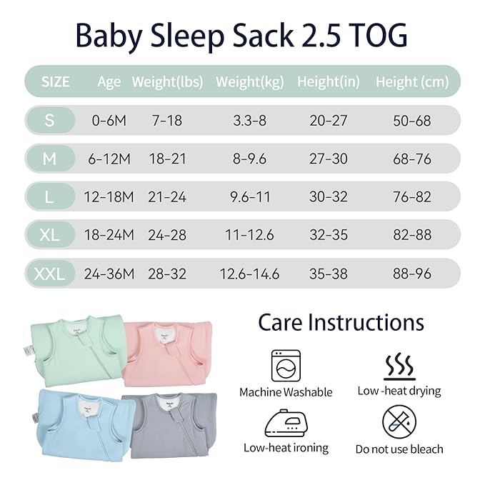 EasyFi Rayon Made from Bamboo Sleep Sack 12-18 Months 2.5 Tog Winter Supersoft Toddler Sleep Sack for Unisex Girl Boy Thick Warm Baby Sleeping Bag 2-Way Zipper Baby Wearable Blanket