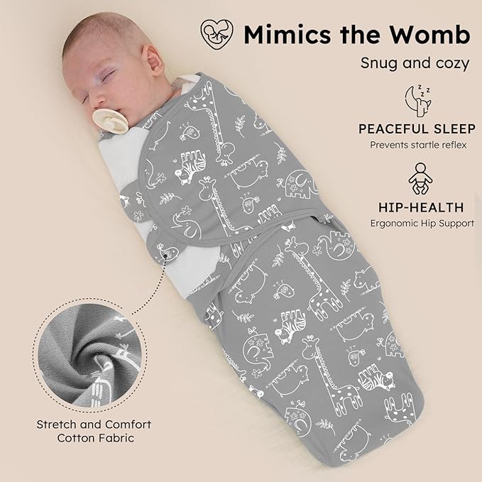 Yoofoss Baby Swaddles for Newborns 100% Organic Cotton, Adjustable Swaddle Sleep Sack 0-3 Months Newborn Swaddle Sack, Breathable Soft(Small)