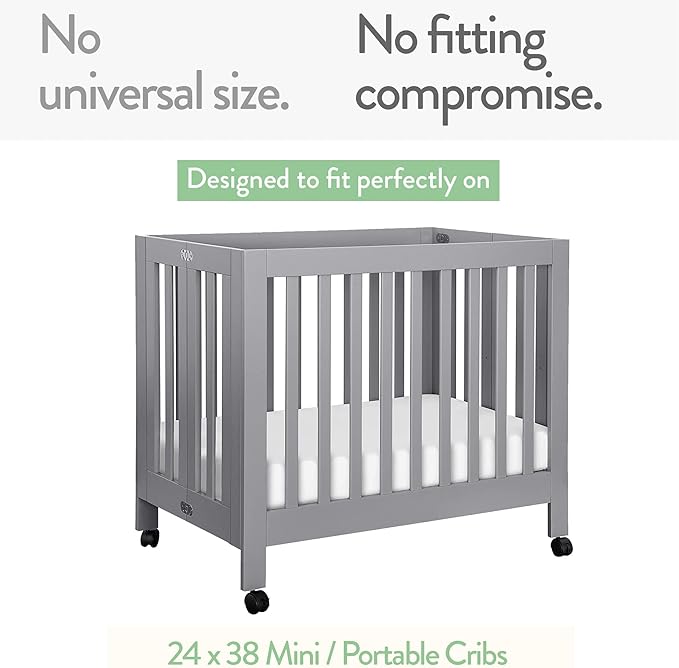 Mini Portable 24x38 Fitted Crib Sheets – Compatible with Dream on Me, Delta Porta Crib and Arms Reach Ideal Cosleeper – 100% Jersey Cotton – Dusty Blue + Navy – 2 Pack