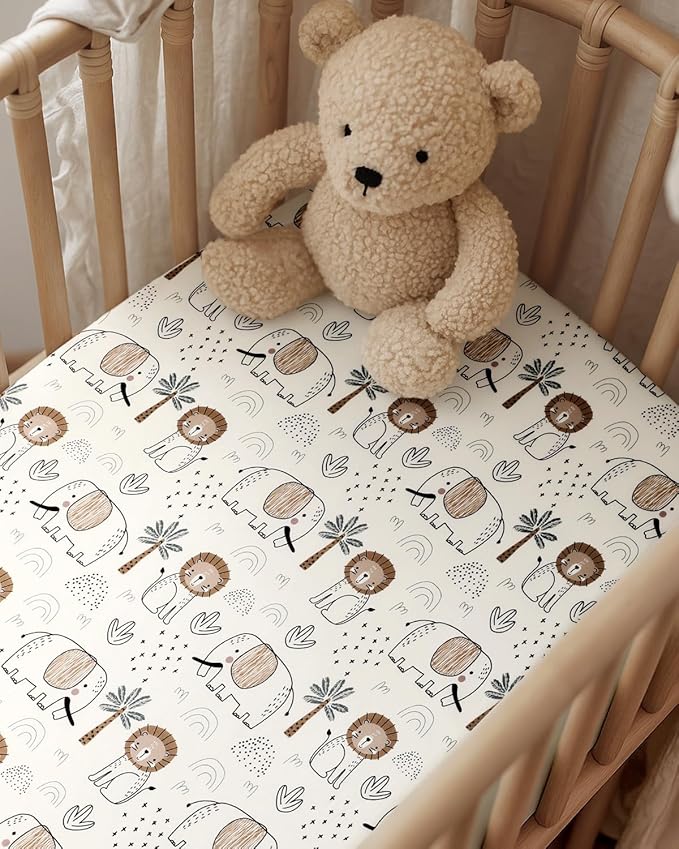 Pack and Play Sheets Fitted, Mini Crib Sheets 2-Pack for Pack N Play Mattress, Stretchy Playpen Sheet for Boys Girls, Softness and Breathable, 38" x 26"