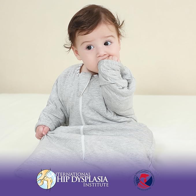 PuppyPaws Baby Sleep Sack 1.5 TOG, Transitional Swaddle with Arms Up Length Sleeves and Mitten Cuffs, Sleep Sack 3-6 Months, Wearable Blanket Baby, 95% Rayon derived from Bamboo, 5% Spandex
