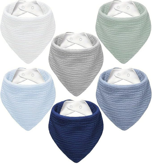 NISXABEBE Muslin Baby Bibs,Soft Triangular Baby Bandana Drool Bibs for Baby Boy Girl,Solid Colors Bib for Drooling Teething