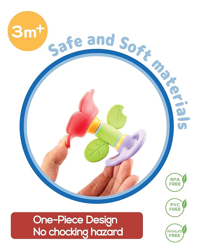 BaBeloved Spinning Flower Baby Teething Toys Multiple Sensory Montessori Durable Cute Infant Soft Food-Grade Teethers for Baby Rattling Teething Relief, Chew Toy for Babies 0-12 Months, BPA Free