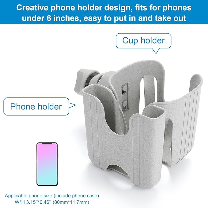 Accmor Universal Cup Holder, Stroller Cup Holder, 360° Rotatable Large Caliber Designed Bottle Phone Holder for Stroller, Bike, Wheelchair, Walker, Scooter