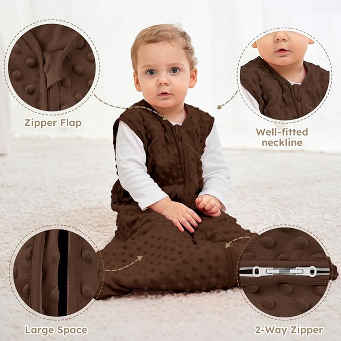 Yoofoss Fleece Baby Sleep Sack 0-6 Months with Plush Dots, TOG 1.5 Baby Wearable Blanket with 2-Way Zipper, Cotton Toddler Sleep Sack Fleece