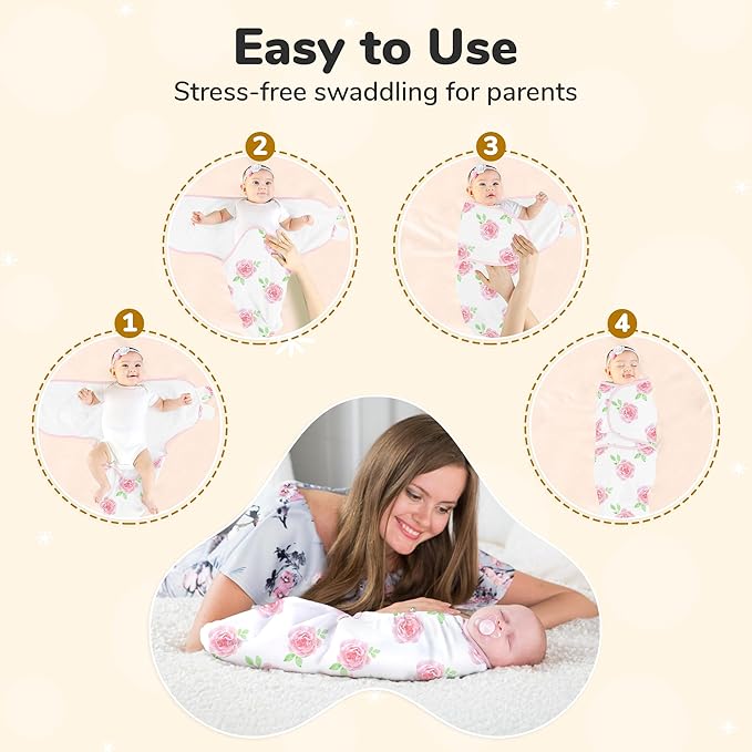 Mama Cheetah Baby Swaddle Sack 3-6 Month, Organic Cotton Swaddling Sleep Sack, Infant Swaddle Blanket Size Large, Swaddle Wrap, Easy Swaddles for Girl, 3-Pack