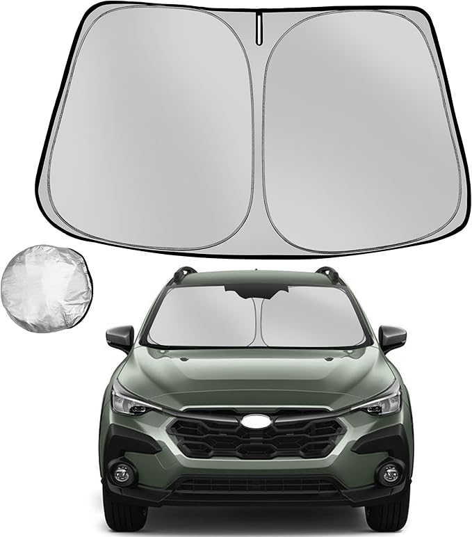 Windshield Sun Shade for 2018-2023 Sub-aru Crosstrek Foldable Sun Sunshade for Car Front Window Blocks UV Rays and Heat Automotive Interior Protector Custom Fit Accessories