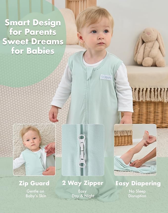 FJORHAL Rayon Made from Bamboo Sleep Sack – TOG 1.0 Soft Wearable Blanket for Infants & Toddlers