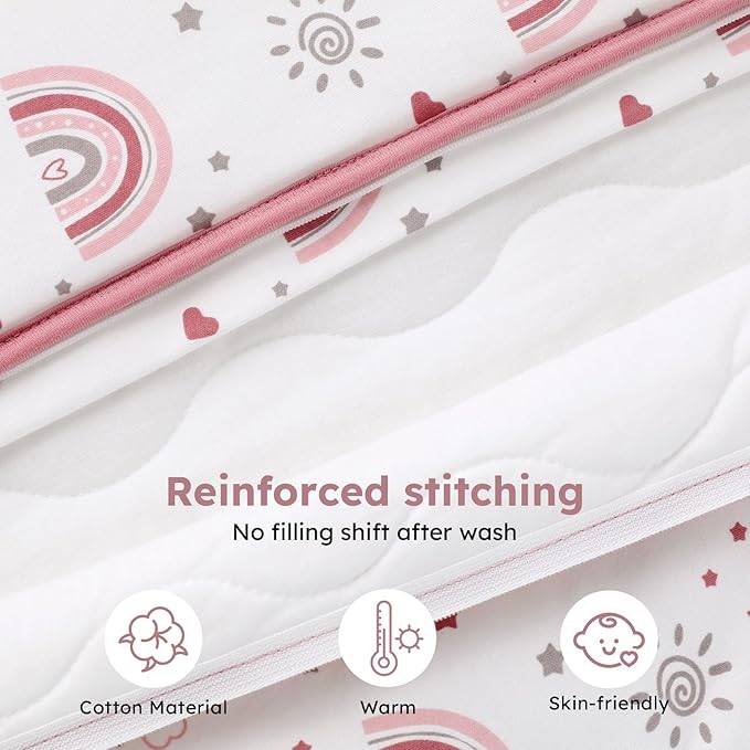 FIEMOL Baby Sleep Sack 12-18 Months, 2.5 TOG Cotton Winter Baby Wearable Blanket with 2-Way Zipper, Warm Soft Sleeping Bag for Toddler Boy Girl, Large Rainbow