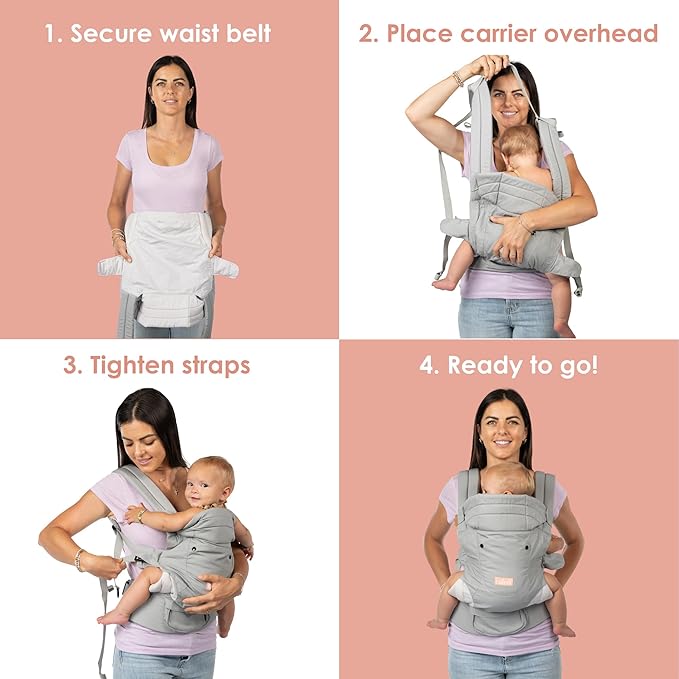 Baby Trend Caleo Charm Deluxe 3‑in‑1 Newborn Carrier, Calypso – 100% Cotton, Machine Washable, Lumbar Support & Weather Protection