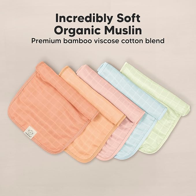 KeaBabies Cotton Muslin Burp Cloths Baby Boy, Girl - 5-Pack Soft & Absorbent Burping Cloth for Babies, Large Baby Towels & Washcloths for Newborn, Spit Up Rags, No Shrink, 20x10" (Flora Dew)