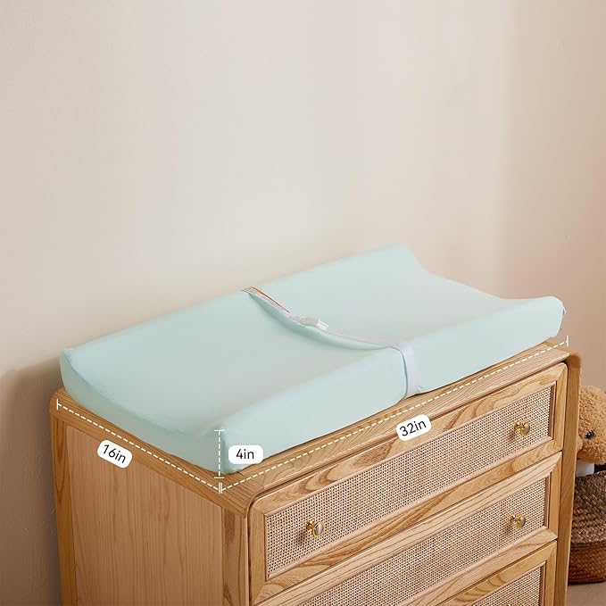 TILLYOU Changing Pad Cover Set in Soft Jersey Material - Fits 32"/34''x16 Contoured Pad for Babies, Lt Green & Lt Gray