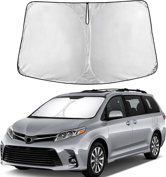 EcoNour Windshield Sun Shade Compatible for Toyota Sienna 2011–2020 | Minivan Front Window Sunshade | Foldable Sun Visor Protector | Blocks UV Rays & Keeps Cabin Cooler