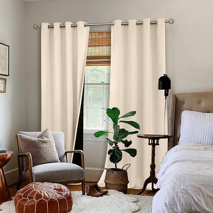 BGment Blackout Curtains 95 Inches Long 2 Panels Set for Living Room, Thermal Insulated 100% Light Blocking Curtains & Drapes, Grommet Soundproof Curtains for Bedroom Window, Each 52 Wide, Champagne