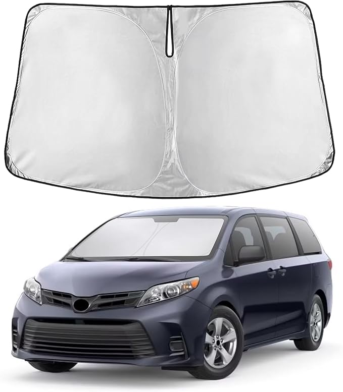 Econour Windshield Sunshade for Toyota Sienna 2011-2018 2019 2020, Sun Visor for Front Windshield & Window Sun Shade Cover, UV Heat Blocker & Protector, Car Accessories