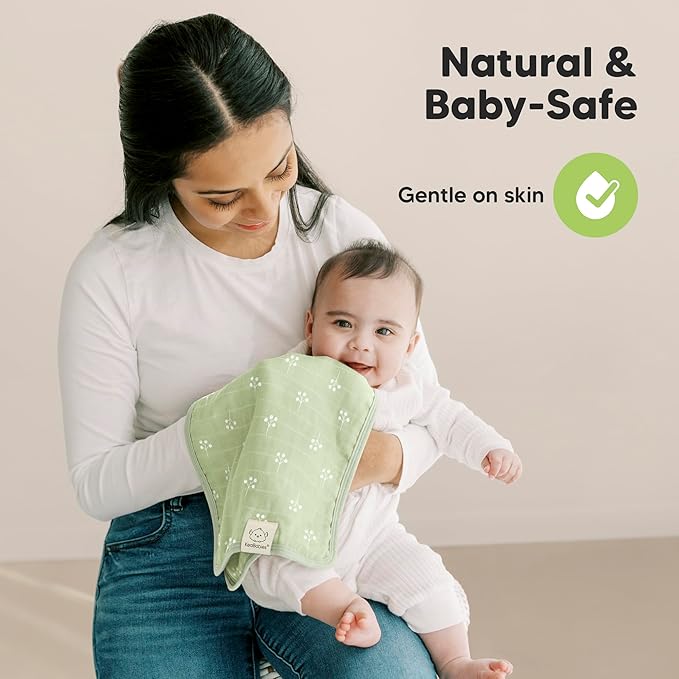 KeaBabies Cotton Muslin Burp Cloths Baby Boy, Girl - 5-Pack Soft & Absorbent Burping Cloth for Babies, Large Baby Towels & Washcloths for Newborn, Spit Up Rags, No Shrink, 20x10" (Wild Bloom)