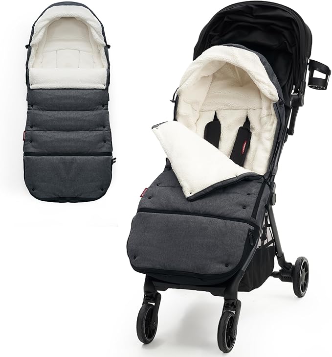 Momcozy Stroller Footmuff Universal | Easily Attaches to Most Strollers | Ultra-Plush,Weather-Proof | Deluxe Warm Stroller Bunting Bag | Extendable Stroller Cover for Winter | Adjustable Buckle