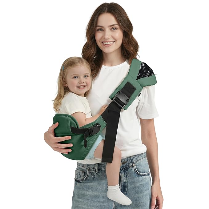 Toddler Sling Carrier, Toddler Carrier Sling, Baby Carriers Hip Carriers with Backrest, Lightweight Travel-Friendly Baby Slings Carriers, Green
