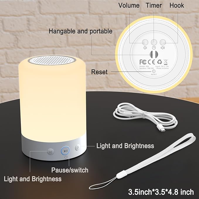 Kipcush White Noise Machine with Night Light – 20 Non-Looping Sleep Sounds, Rechargeable Battery, Touch Control, 6 Timers & Memory Function | Portable Sound Machine for Baby, Adults, Nursery, Travel